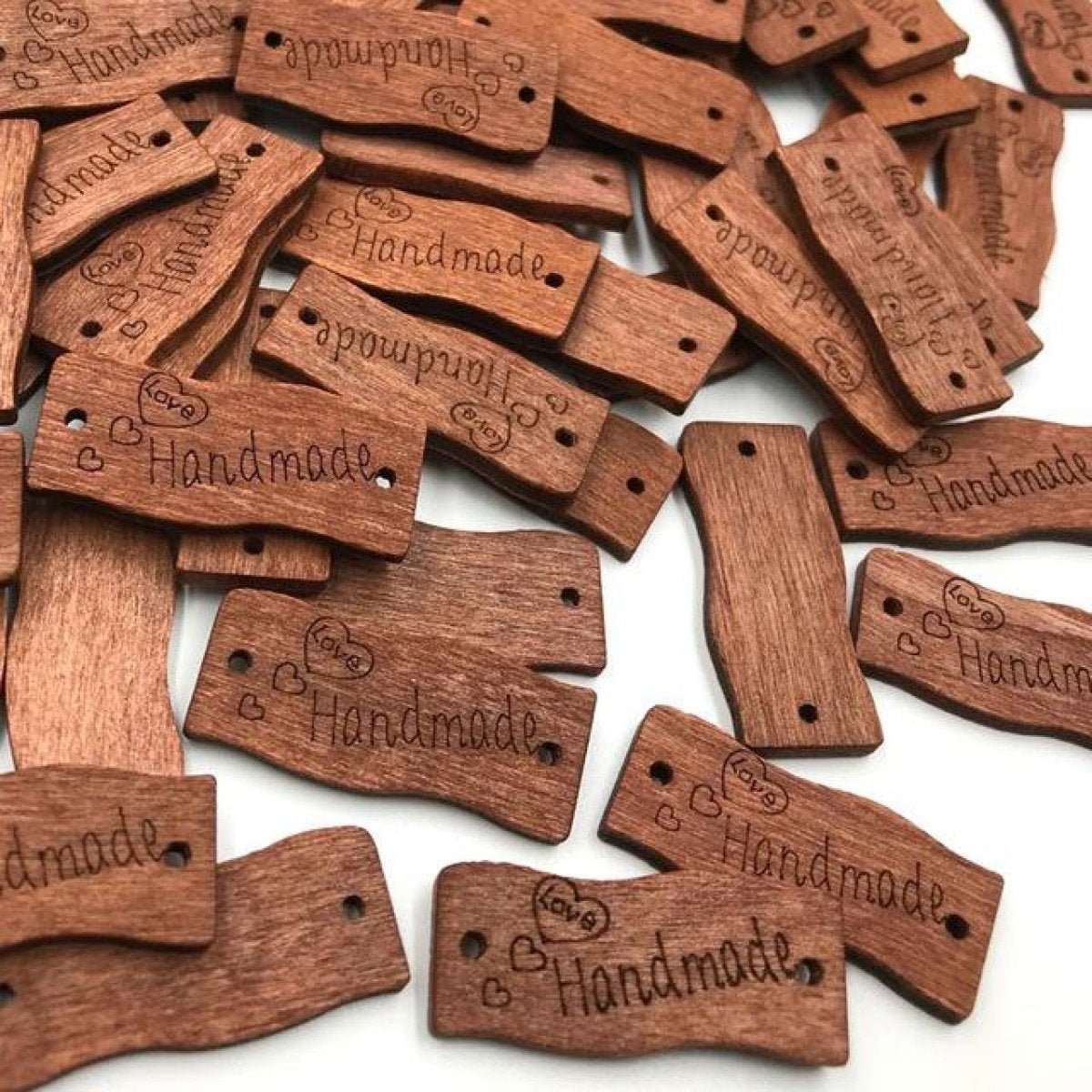 50pcs Wooden Handmade Hand Made Bag Labels Sewing Tags Clothing - Natural Signboard - Asia Sell