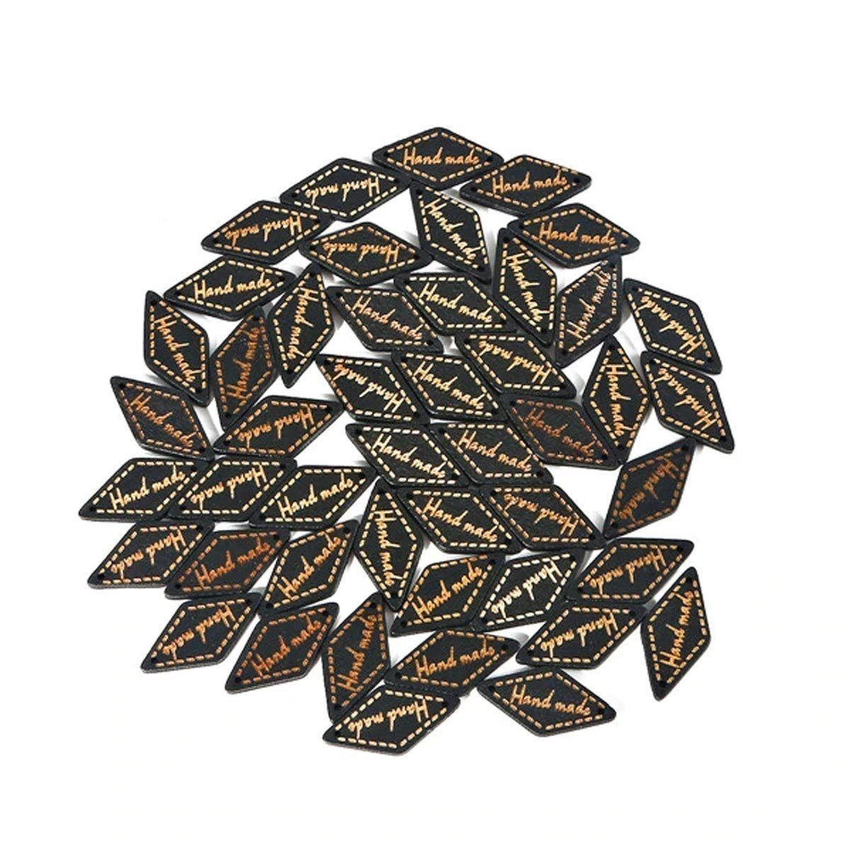 50pcs Wooden Handmade Hand Made Bag Labels Sewing Tags Clothing - White Round 6 - Asia Sell