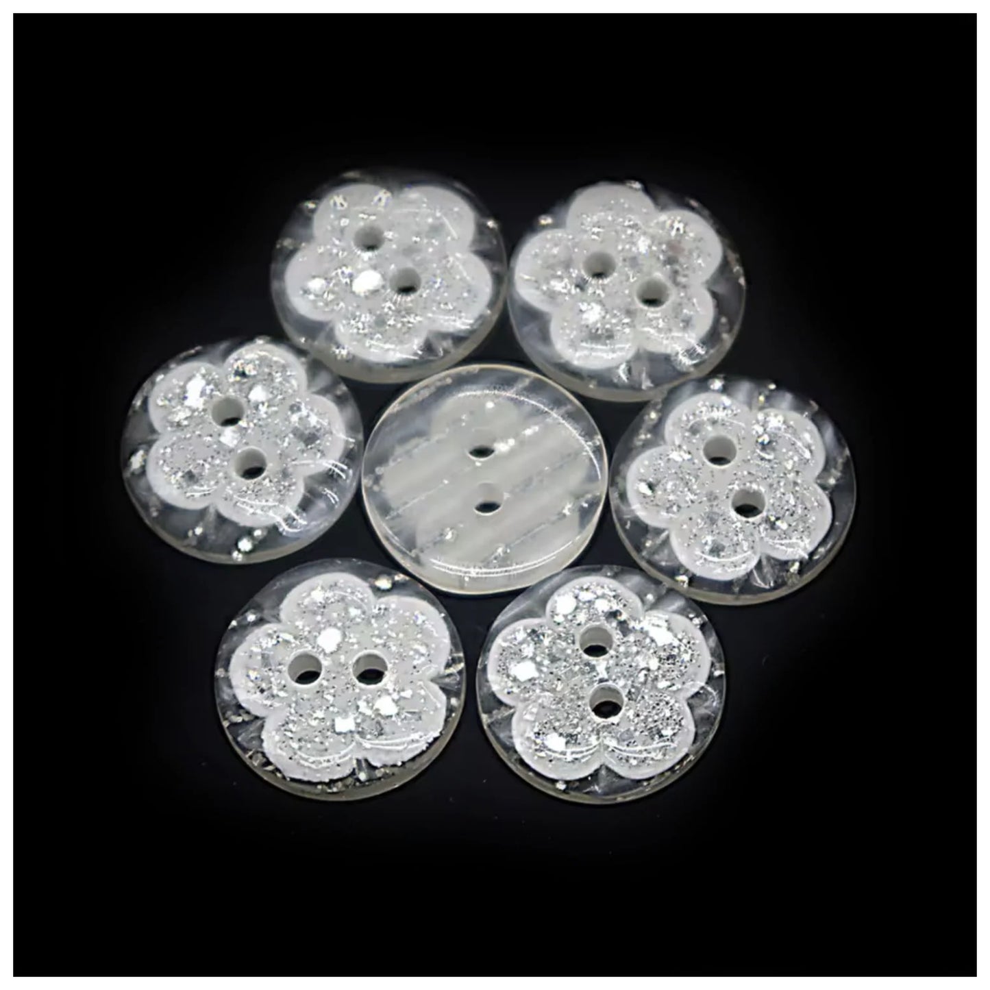50pcs Resin Impregnated Flower Buttons Transparent Sewing Scrapbook 2 Holes 15mm Vintage Style | Asia Sell
