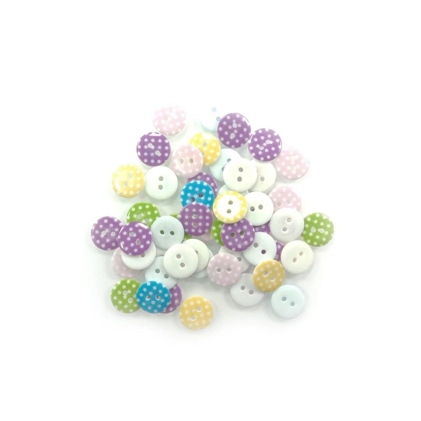 50x 15mm Dot Pattern Clothing Buttons Dots Dotted 2-Hole Flat Back - - Asia Sell