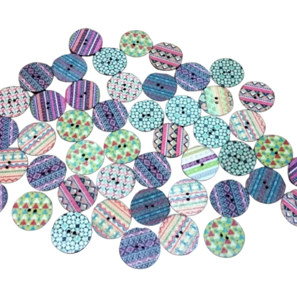 50x Retro Wooden Buttons for Scrapbooking and Handmade Clothes 15-25mm Set A - 20mm Cross Stitch - Asia Sell