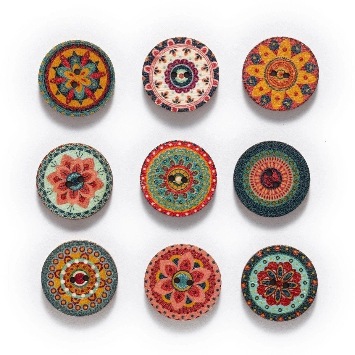 50x Retro Wooden Buttons for Scrapbooking and Handmade Clothes 15-25mm Set A - 20mm Outbound - Asia Sell