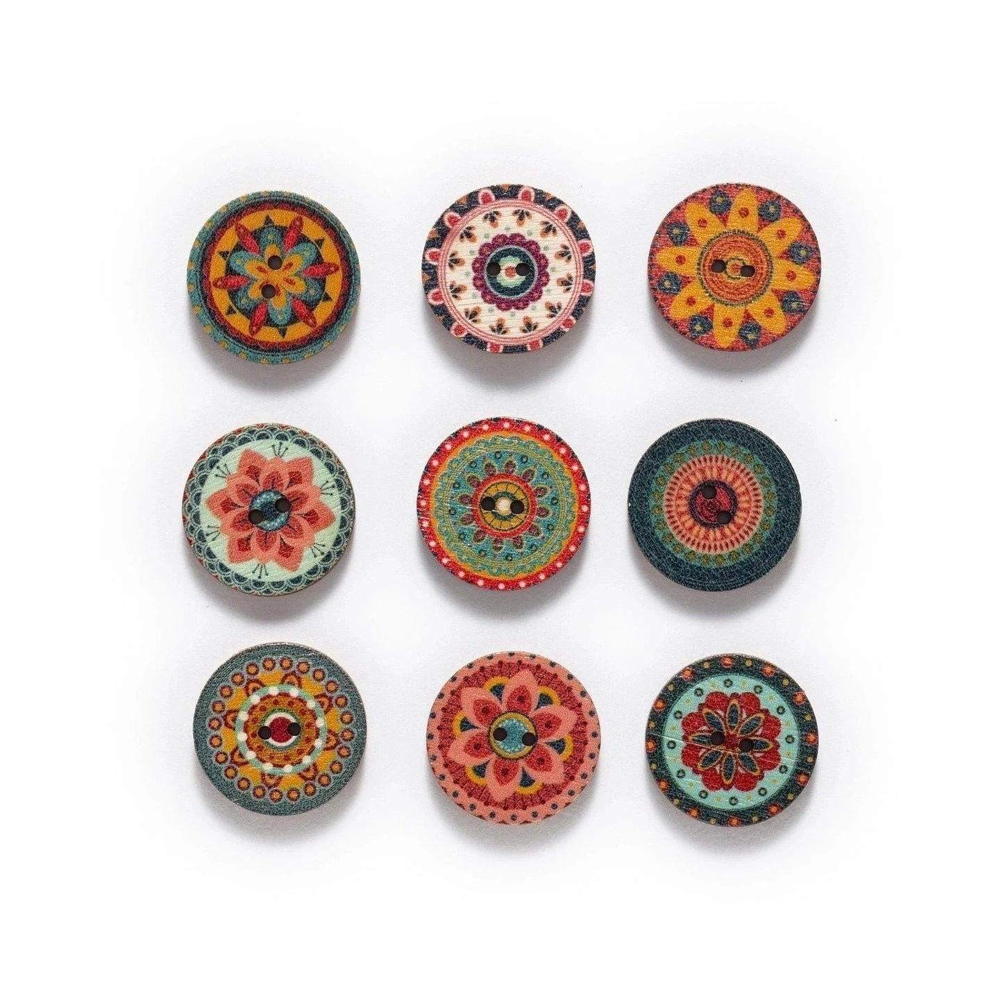 50x Retro Wooden Buttons for Scrapbooking and Handmade Clothes 15-25mm Set A - 20mm Outbound - Asia Sell