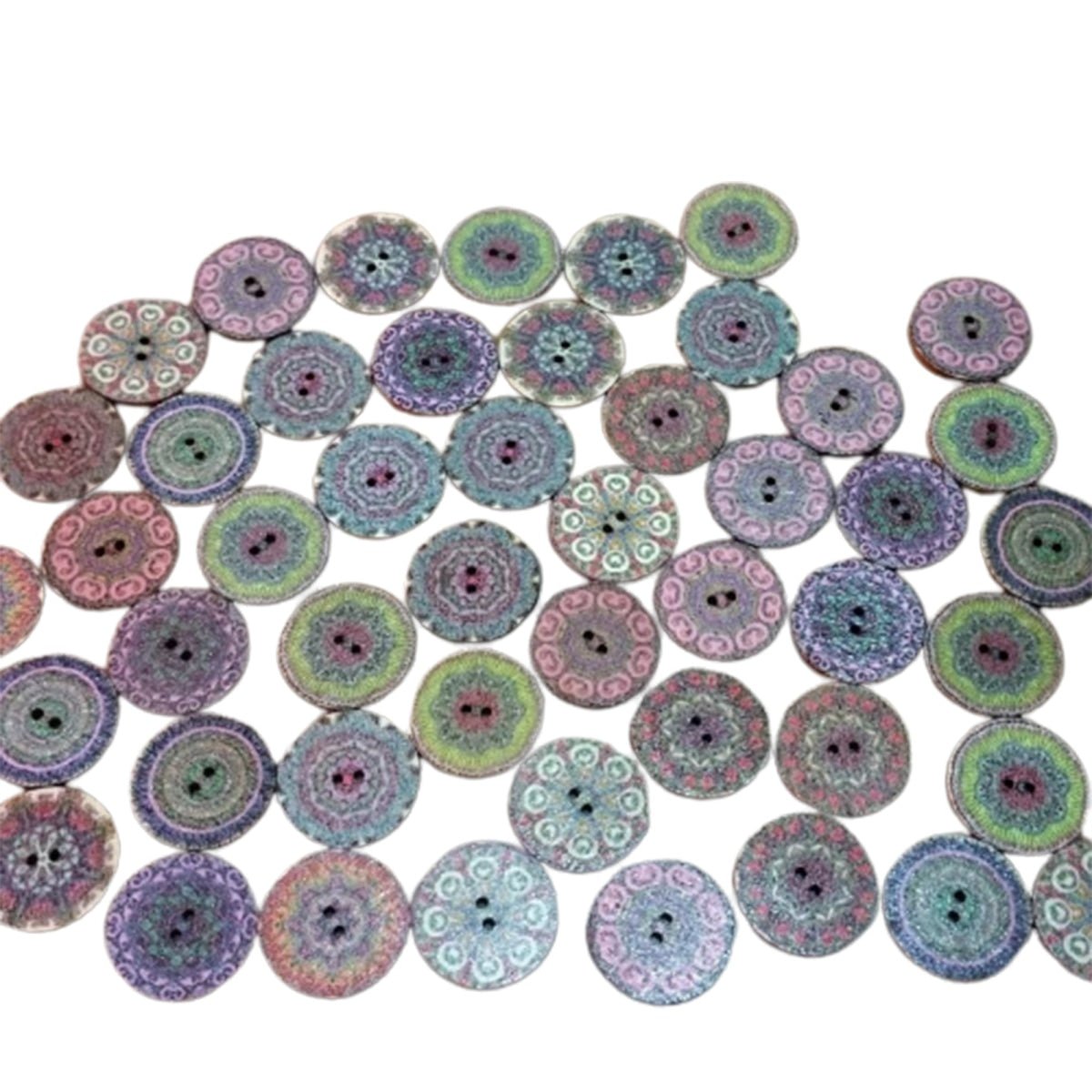 50x Retro Wooden Buttons for Scrapbooking and Handmade Clothes 15-25mm Set A - 20mm Outbound - Asia Sell