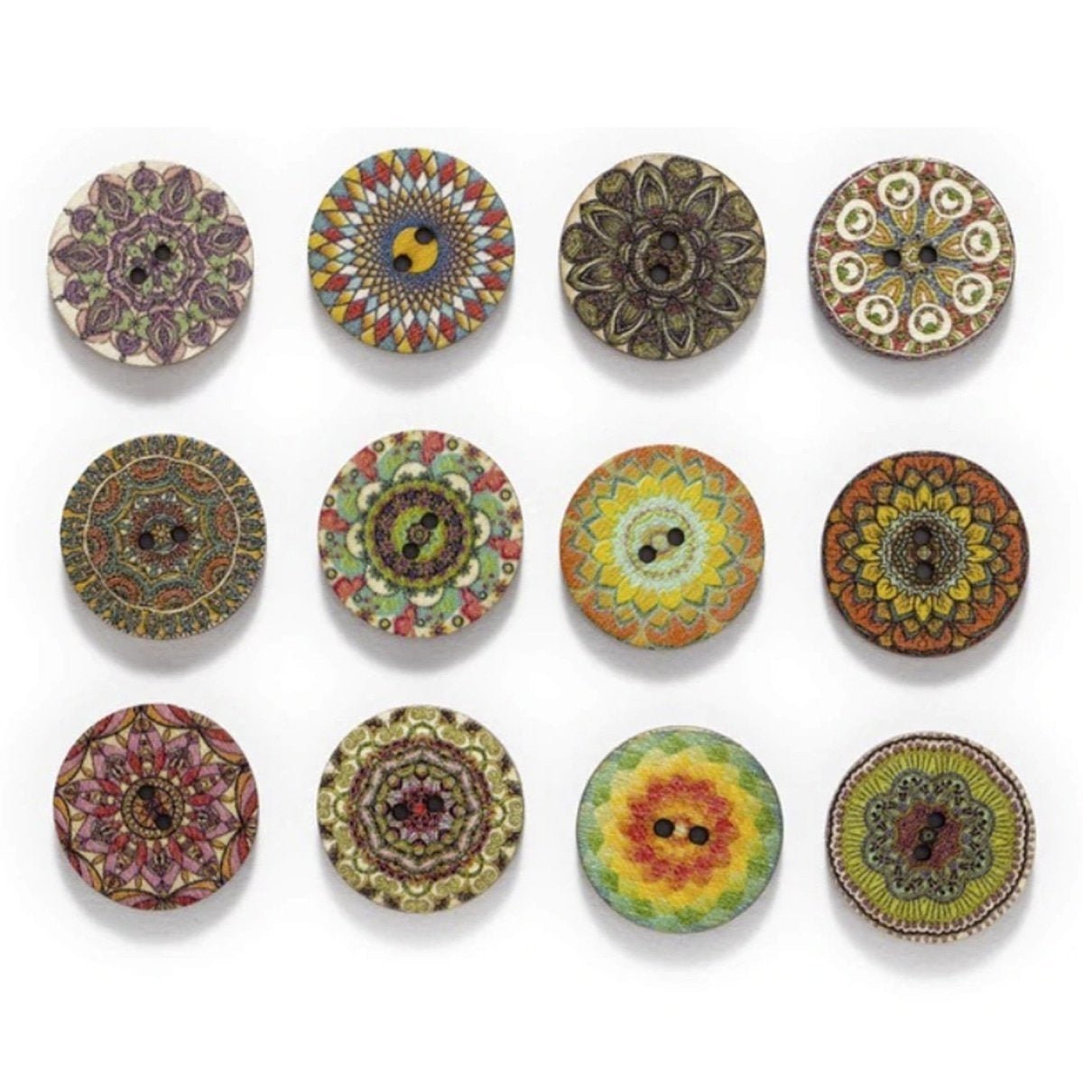 50x Retro Wooden Buttons for Scrapbooking and Handmade Clothes 15-25mm Set A - 20mm Retro 2 - Asia Sell