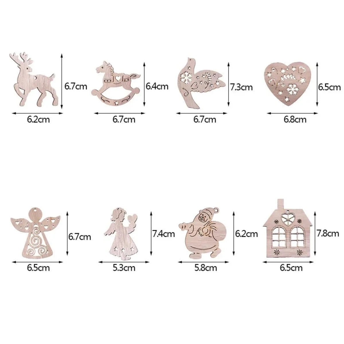 5/10pcs Christmas Wooden Pendant Hanging Ornament w/String Xmas Tree Santa Claus Star Snowman Decoration - 5pcs Bird - Asia Sell