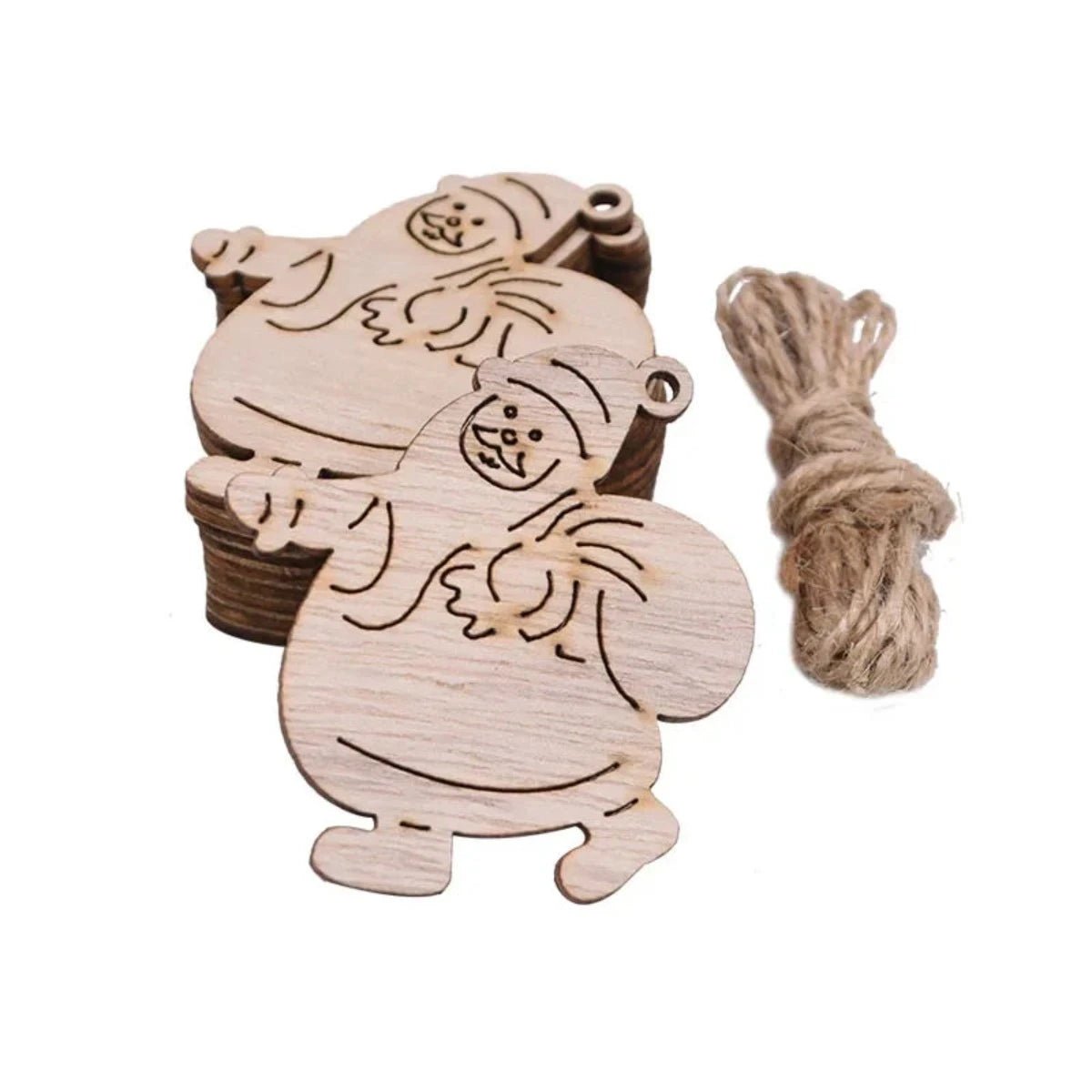 5/10pcs Christmas Wooden Pendant Hanging Ornament w/String Xmas Tree Santa Claus Star Snowman Decoration - 5pcs Santa Claus - Asia Sell
