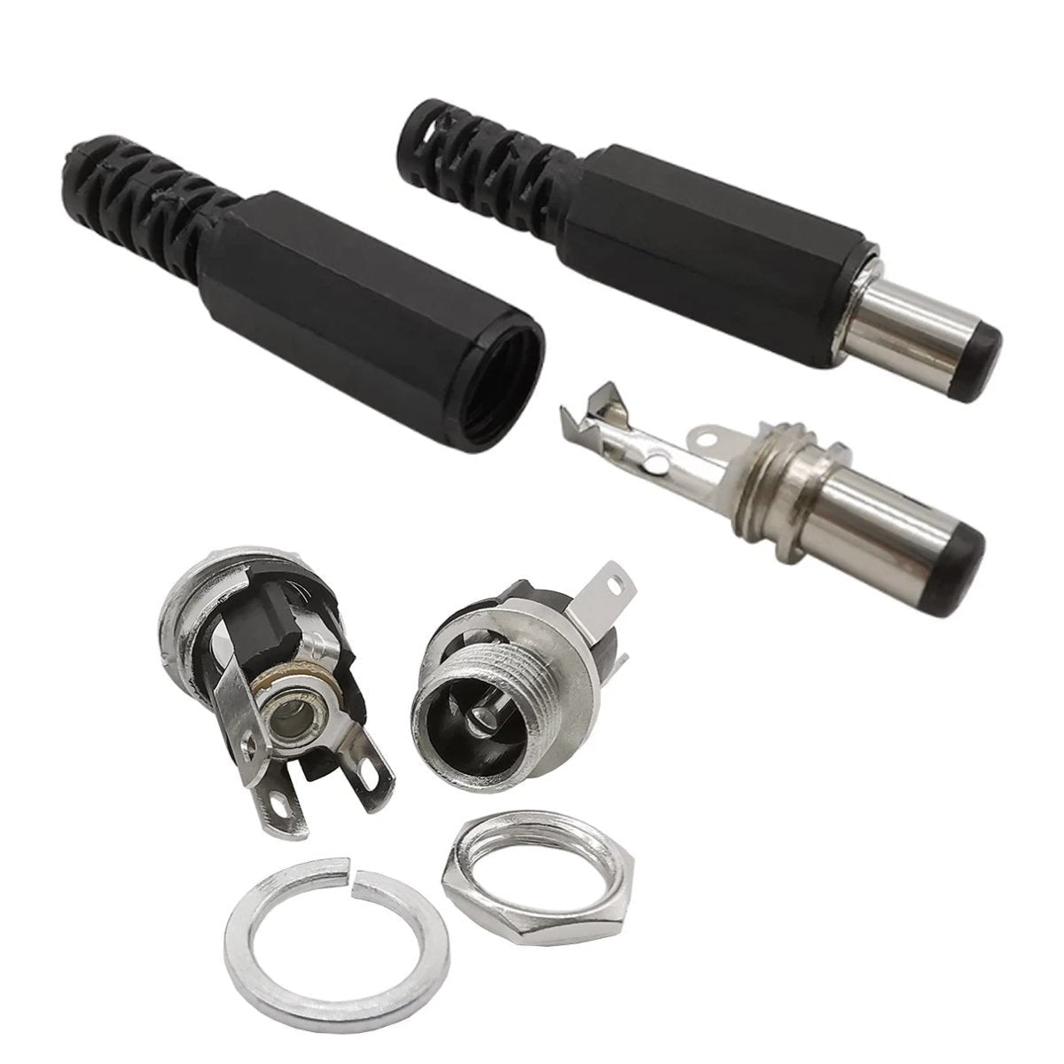 5.5mm x 2.1mm 5.5x2.1 DC Power Supply Plug Connector + Female Metal Panel Mount Socket Jack Plug DC Connectors Terminal Adapter - - Asia Sell