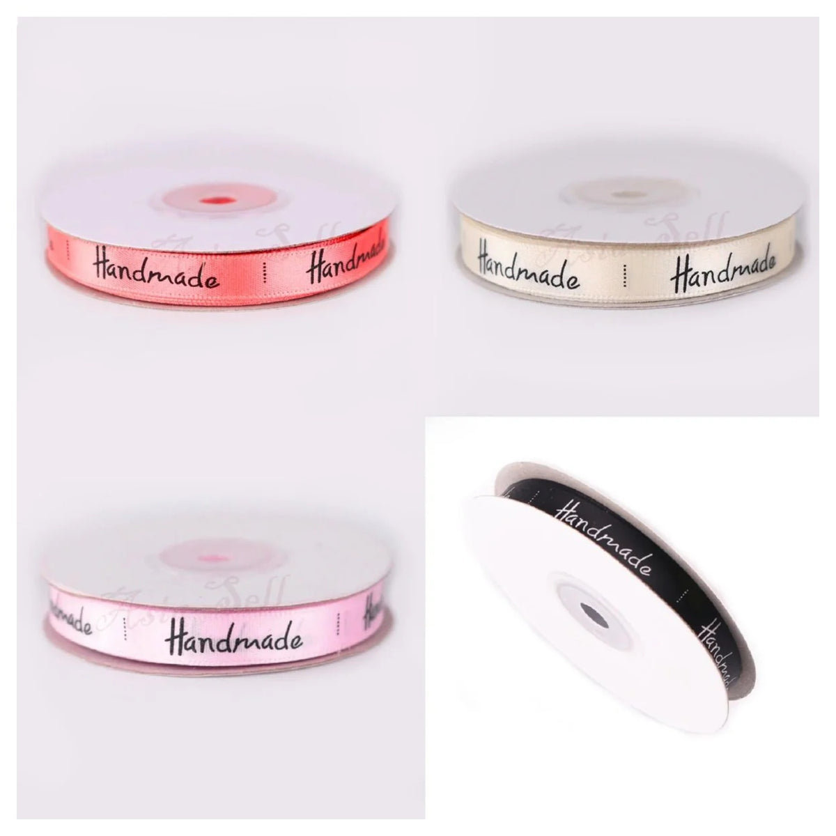 5m 10mm Polyester Ribbon Handmade Writing for Gift Wrapping Crafts Bow Pink White Black Beige - Pink - Asia Sell
