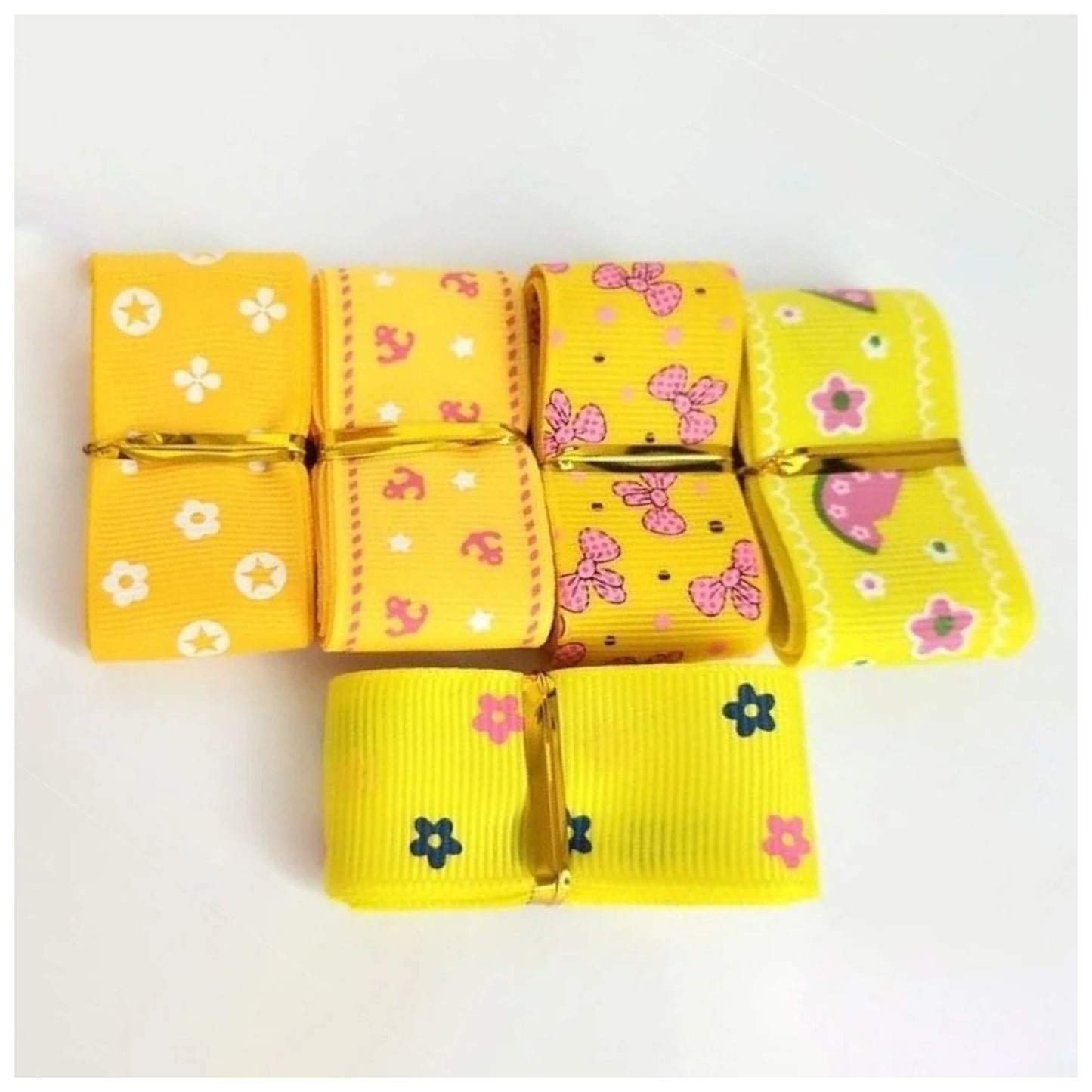 5m Mixed Grosgrain Hair Ribbons 25mm Decorative Patterns Colourful Bright - Q - Asia Sell