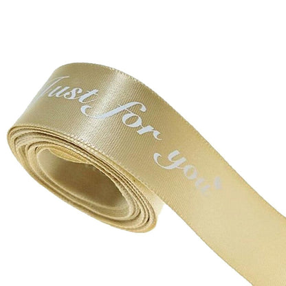 5m Printed Ribbon Set 25mm "Just For You" Wedding Christmas Birthday Present Bow Tie Wrap - Gold - - Asia Sell