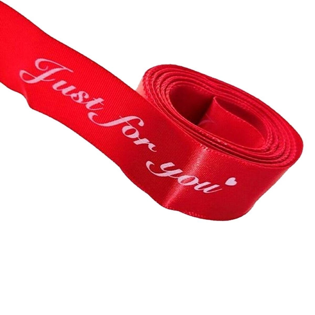 5m Printed Ribbon Set 25mm "Just For You" Wedding Christmas Birthday Present Bow Tie Wrap - Red - - Asia Sell