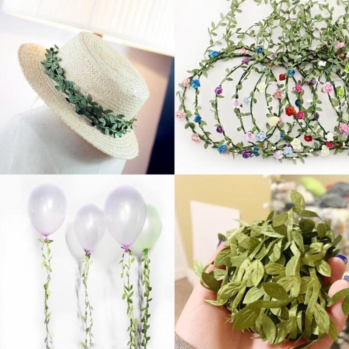 5m/10m Artificial Vine Leaves Wedding Wreath Decorations Rope DIY Craft - 10M Pink - Asia Sell