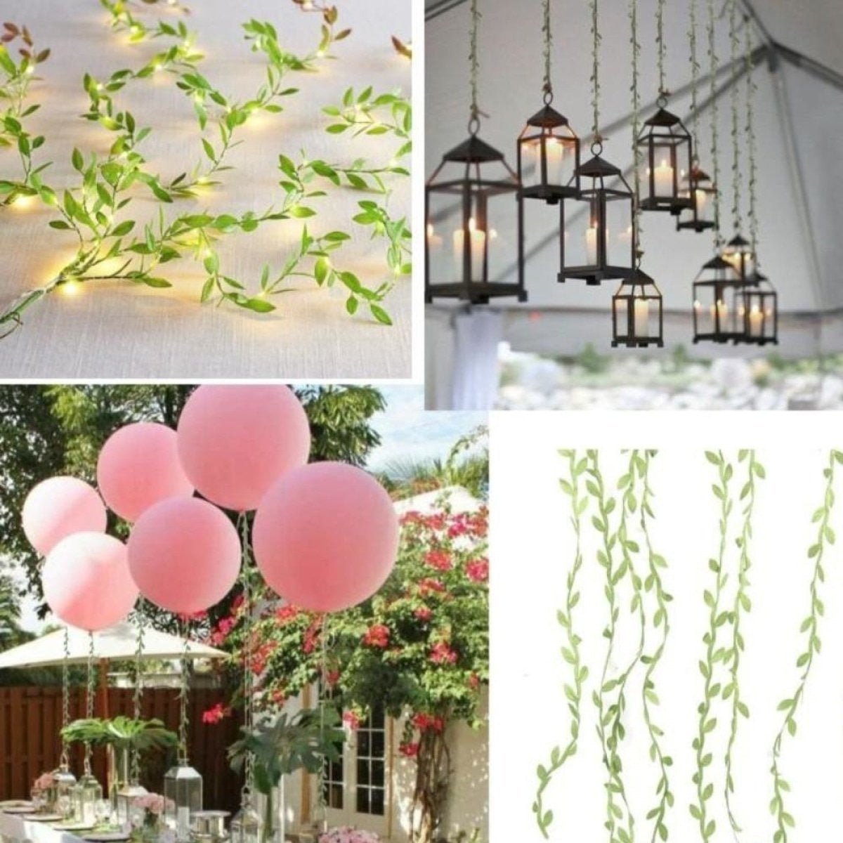 5m/10m Artificial Vine Leaves Wedding Wreath Decorations Rope DIY Craft - 10M Pink - Asia Sell