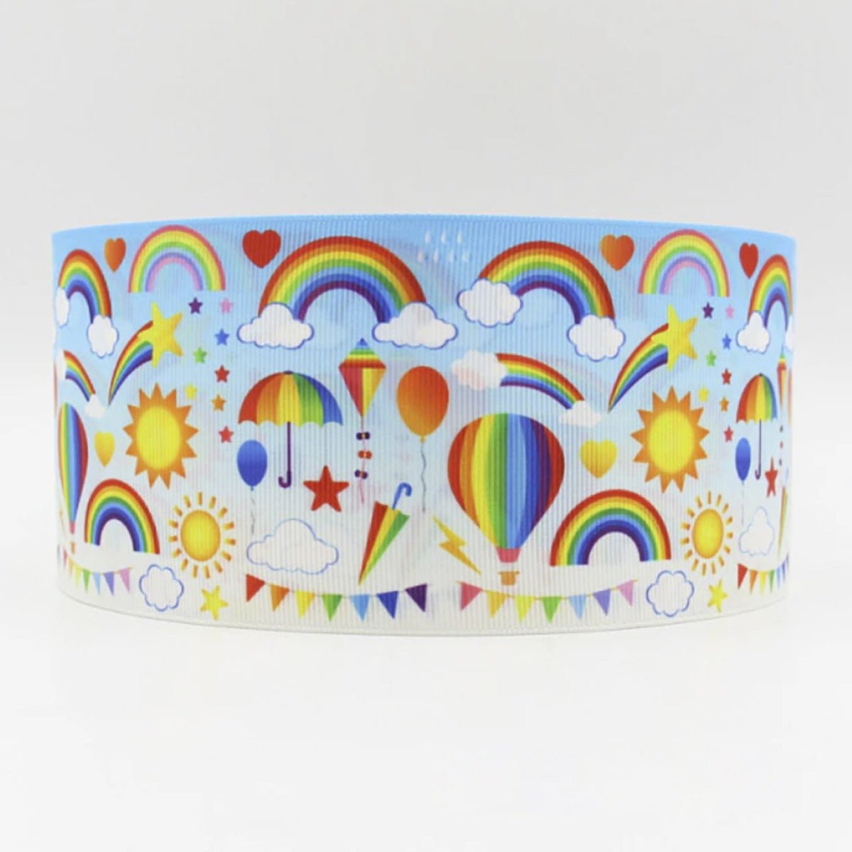5mtrs 75mm Rainbow Fashion Printed Crosgrain Ribbon for Hair Tie Decorations - - Asia Sell