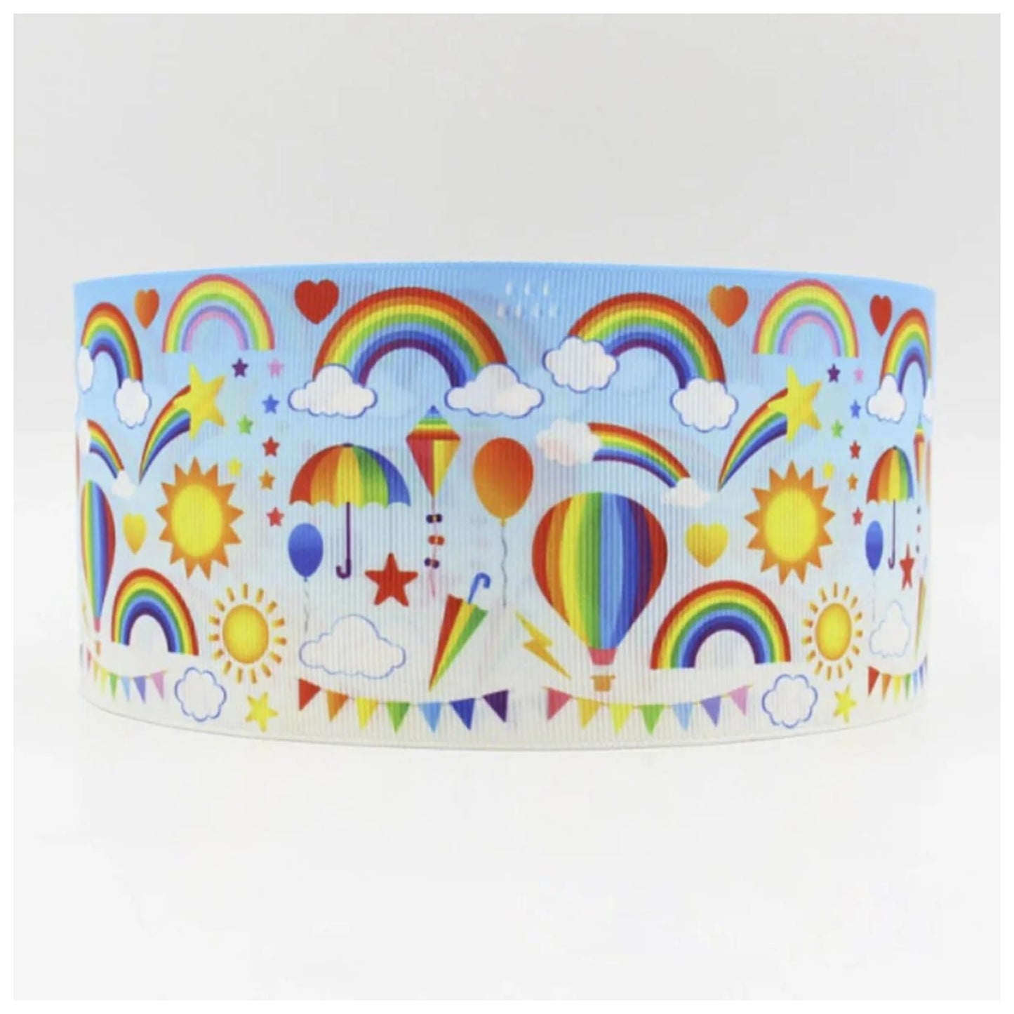 5mtrs 75mm Rainbow Fashion Printed Crosgrain Ribbon for Hair Tie Decorations - - Asia Sell