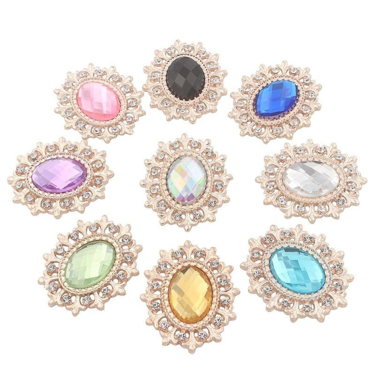 5pcs / 16pcs Rhinestone Button Acrylic Gem Decoration Craft Sewing DIY Handmade Clothing Embellishment - 16pcs Mixed Set - Asia Sell