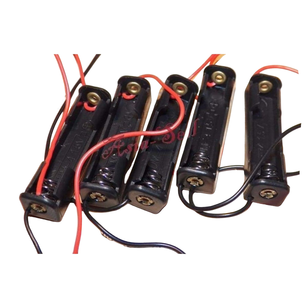 5pcs 1xAAA Battery Holder 1x1.5V Storage Box Case Leads Wires 1 x AAA 1.5V - - Asia Sell