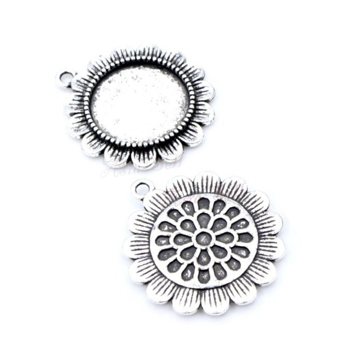 5pcs 20mm Inner Size Antique Silver Plated Black Bronze Cabochon Base Setting Charms Pendant Metal - Antique Silver - Asia Sell