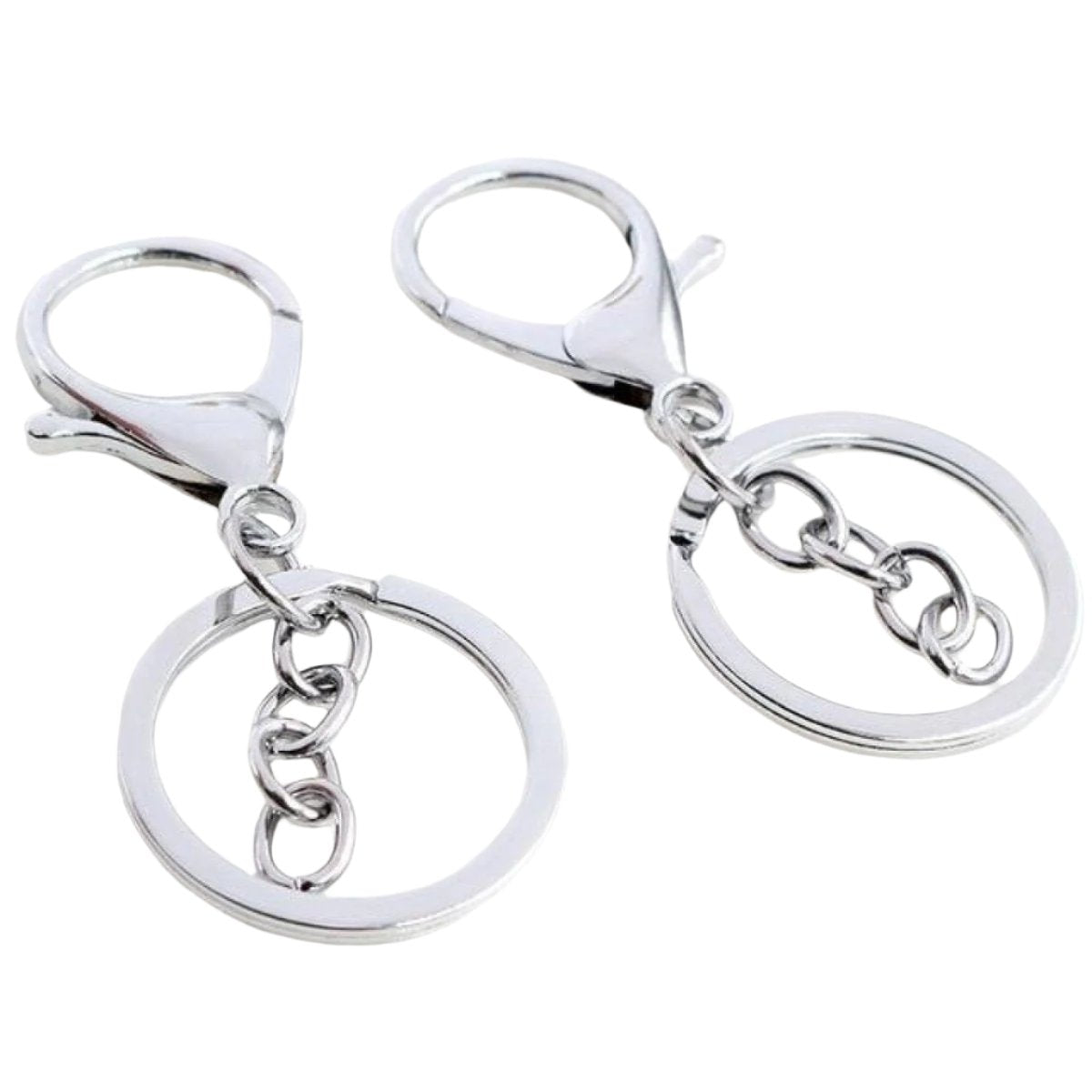 5pcs 30mm Key Ring 70mm Long Plated Lobster Clasp Key Hook Chain Jewellery Making Keychain - Chrome - Asia Sell