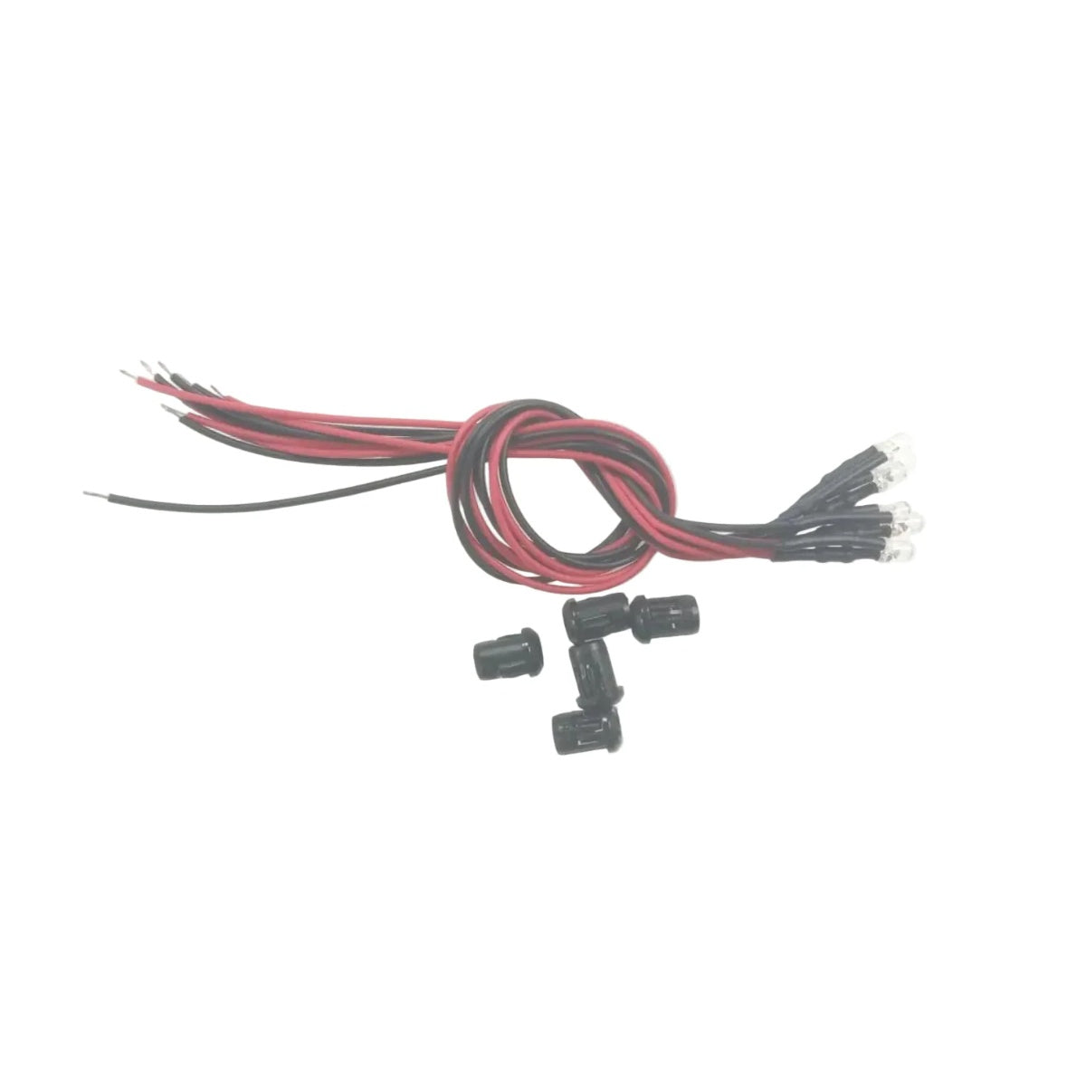 5pcs 3mm 12V Wired LEDs + Black Plastic Bezels Surrounds White Blue Green UV Red Yellow Pink Cables Orange LED - UV - Asia Sell