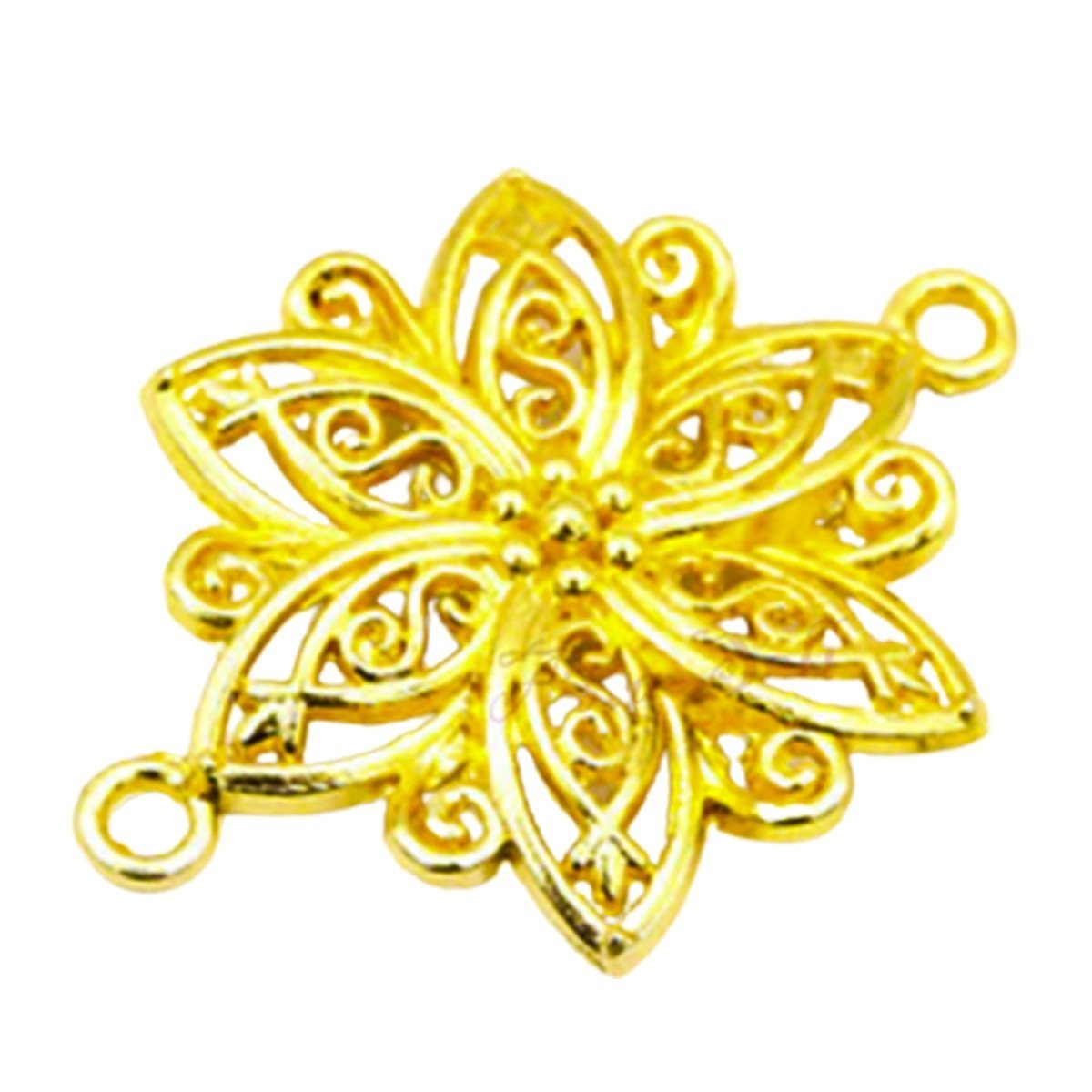 5pcs 40x28mm Antique Bronze Silver Plated Flower Style Handmade Charms Pendant DIY for Bracelet Necklace Jewellery Making - Antique Gold - Asia Sell