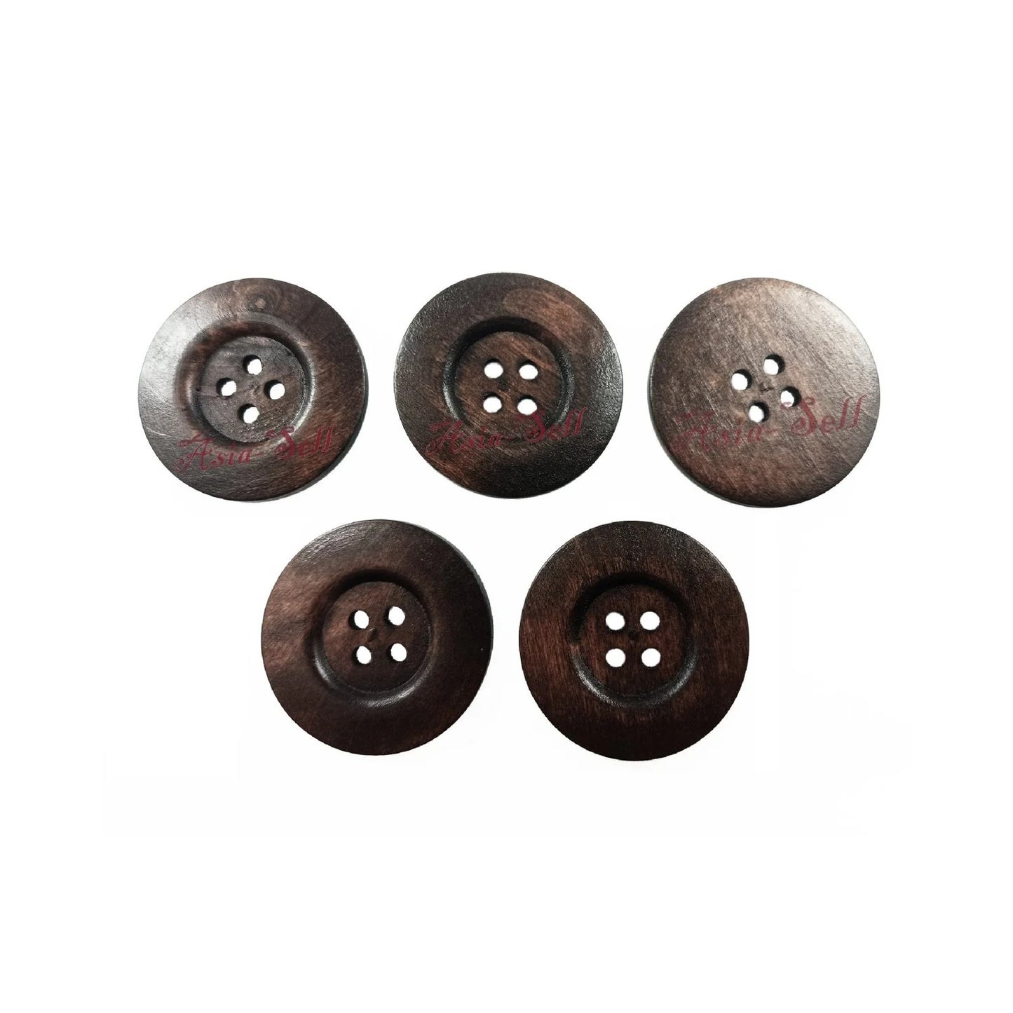 5pcs 45mm Wooden Buttons Deep Coffee 4-Hole Coat Garment Upholstery Sewing Clothes - - Asia Sell
