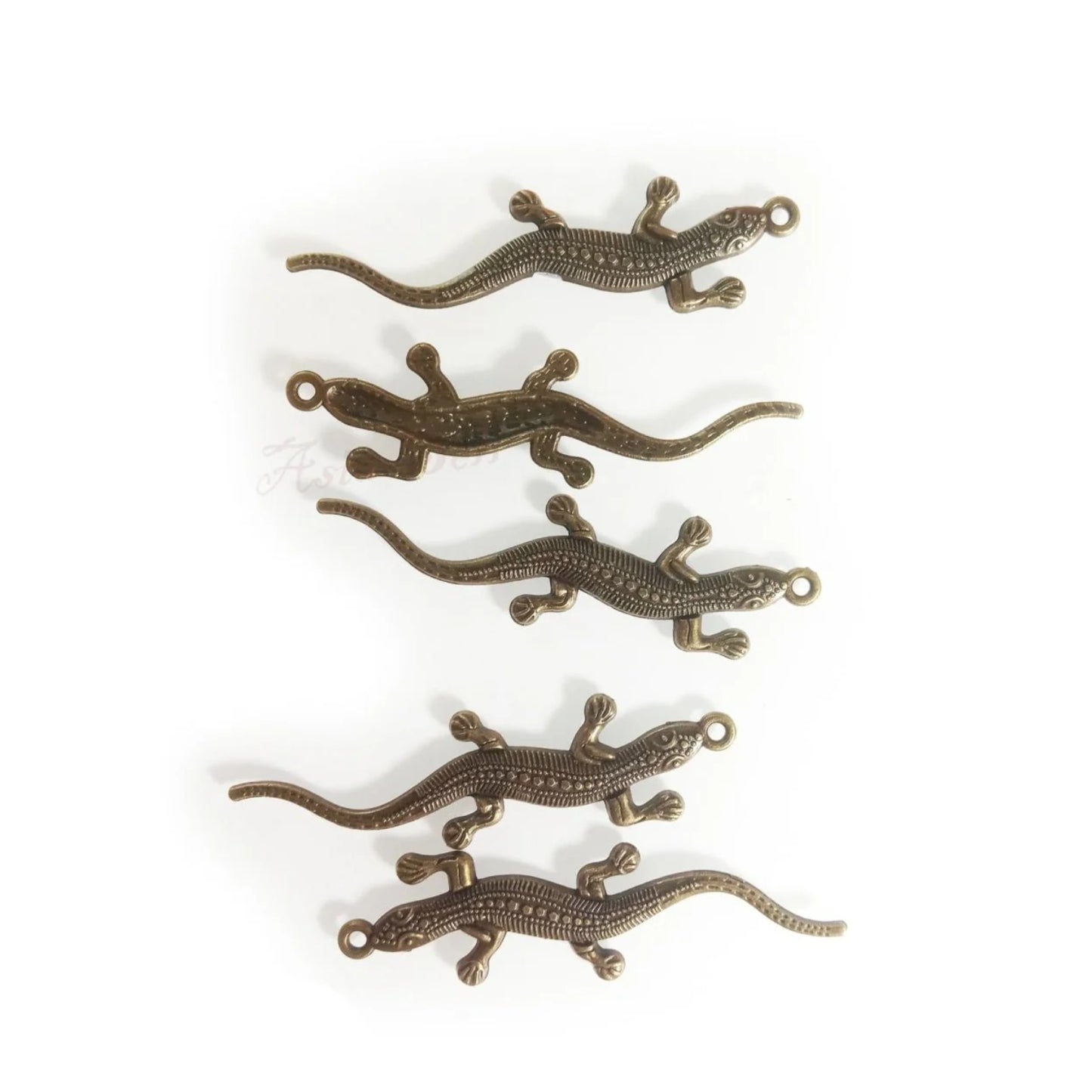 5pcs 56x15mm Pendant Gecko Charm Pendants Jewellery Making Antique Silver Colour Lizard - Bronze - Asia Sell