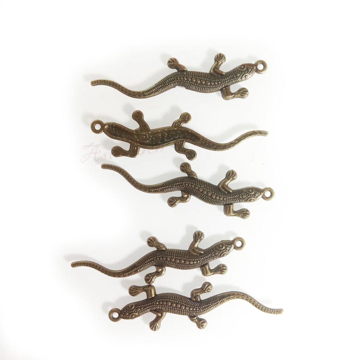 5pcs 56x15mm Pendant Gecko Charm Pendants Jewellery Making Antique Silver Colour Lizard - Bronze - - Asia Sell