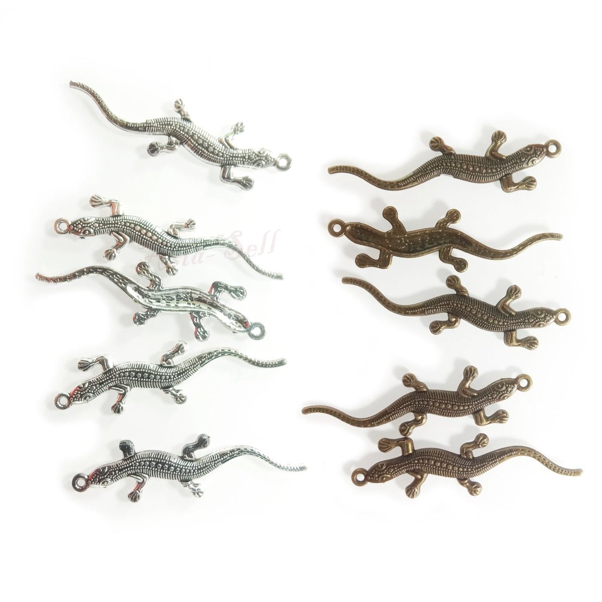5pcs 56x15mm Pendant Gecko Charm Pendants Jewellery Making Antique Silver Colour Lizard - Silver - Asia Sell