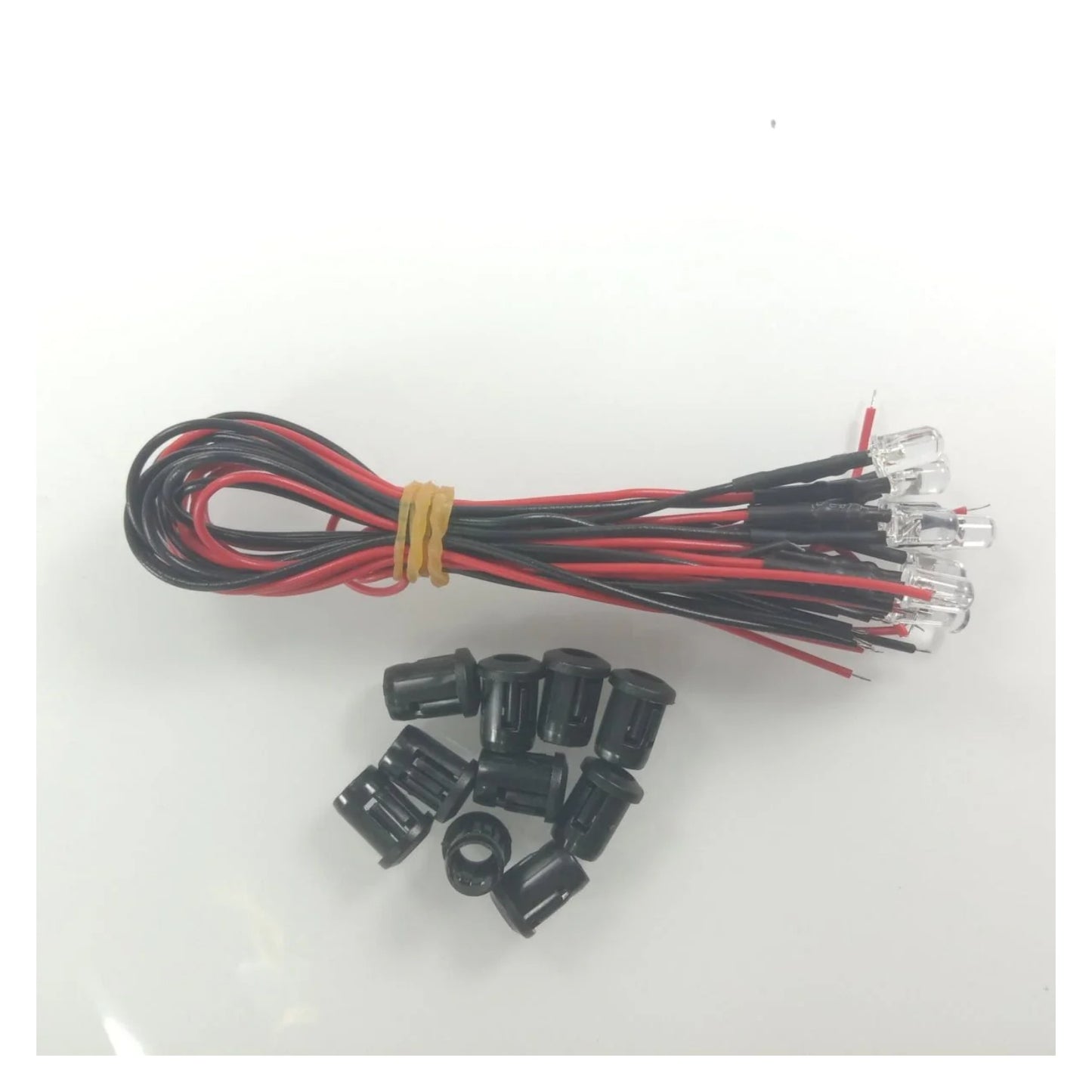 5pcs 5mm 12V Wired LEDs White Blue Green UV Red Yellow Pink Cables LED Holders - White - Asia Sell