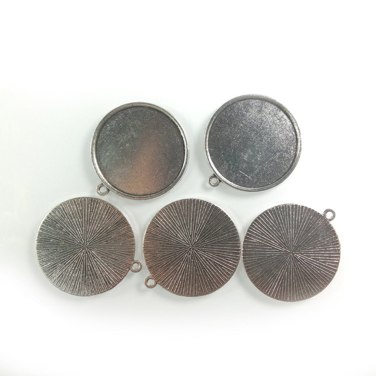 5pcs Cabochon Bases 18mm 30mm ID Antique Bronze Silver Gold Colour Charms Pendant Metal - Antique Silver 30mm - Asia Sell