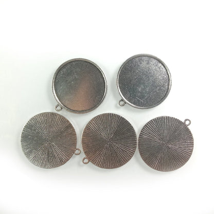 5pcs Cabochon Bases 18mm 30mm ID Antique Bronze Silver Gold Colour Charms Pendant Metal - Antique Silver 30mm - - Asia Sell