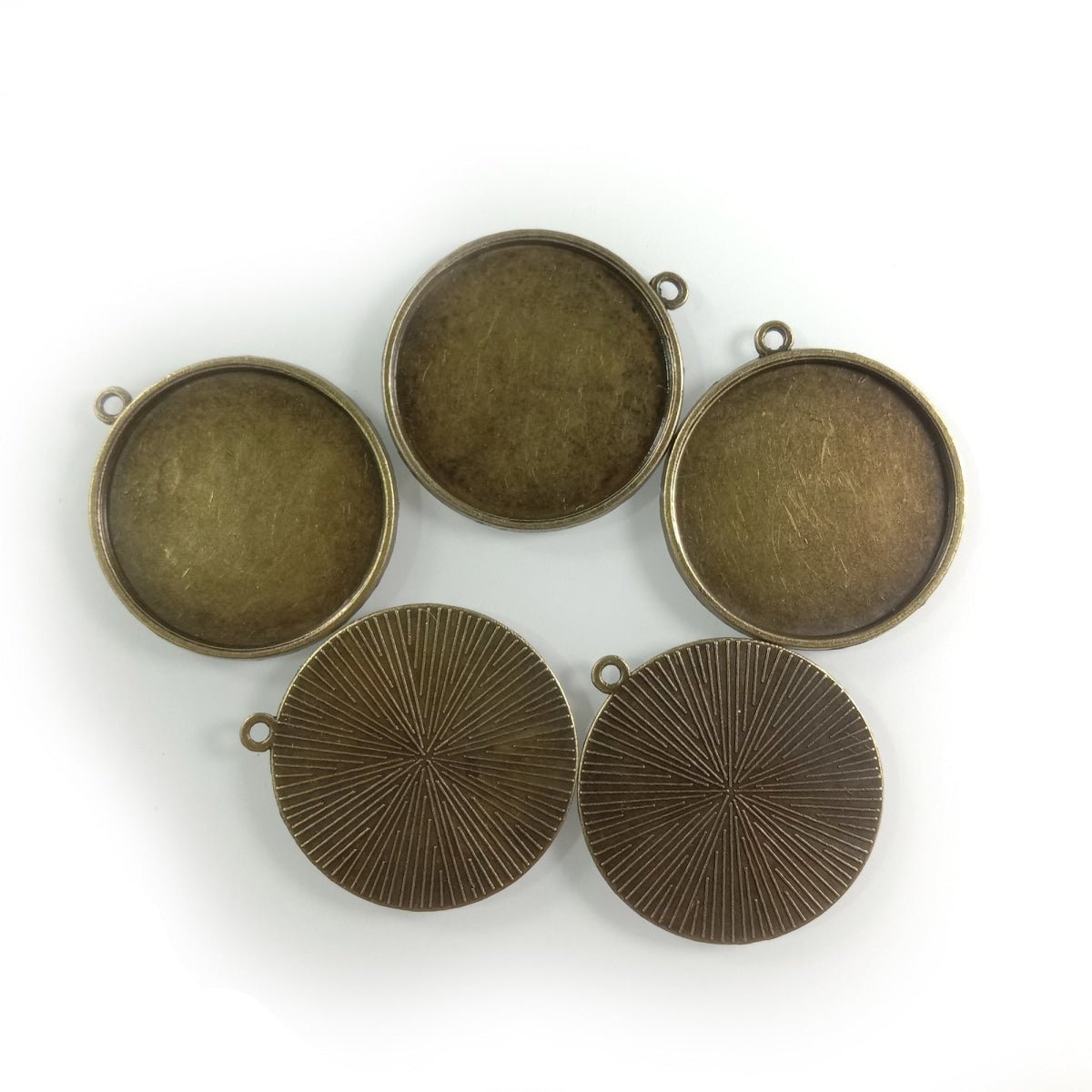 5pcs Cabochon Bases 18mm 30mm ID Antique Bronze Silver Gold Colour Charms Pendant Metal - Bronze 30mm - Asia Sell