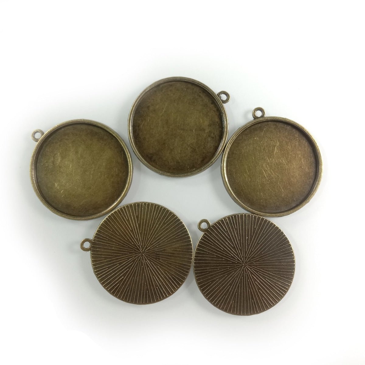 5pcs Cabochon Bases 18mm 30mm ID Antique Bronze Silver Gold Colour Charms Pendant Metal - Bronze 30mm - - Asia Sell