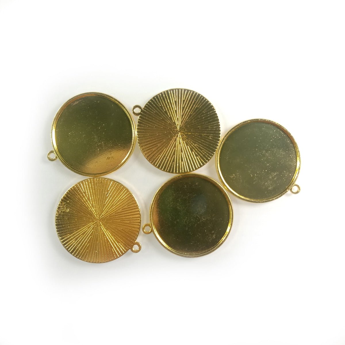 5pcs Cabochon Bases 18mm 30mm ID Antique Bronze Silver Gold Colour Charms Pendant Metal - Gold 30mm - Asia Sell