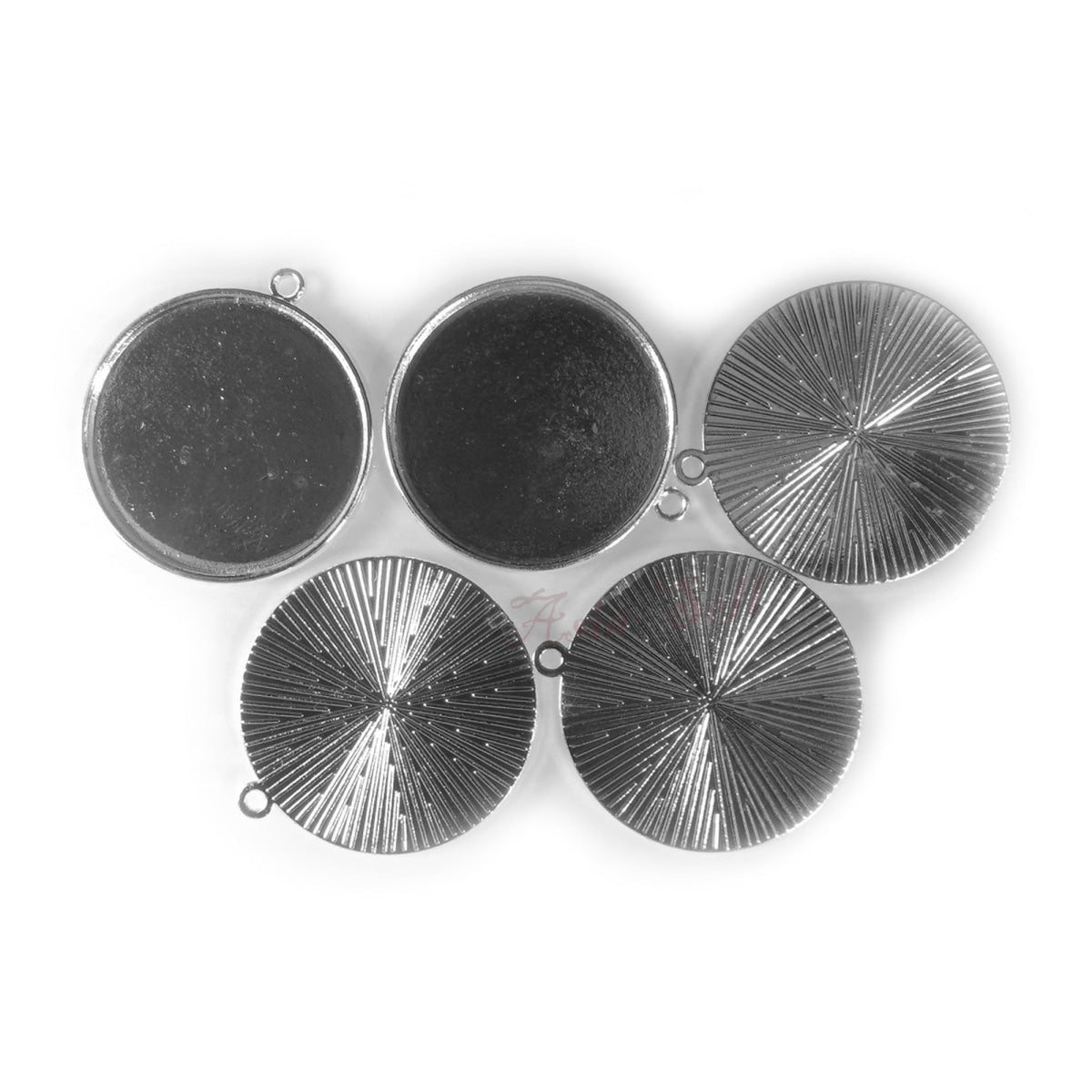 5pcs Cabochon Bases 18mm 30mm ID Antique Bronze Silver Gold Colour Charms Pendant Metal - Rhodium 30mm - Asia Sell