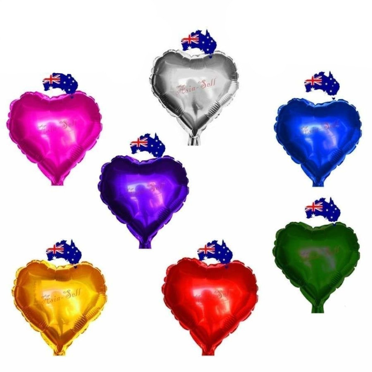 5pcs Helium or Air Heart Shape Aluminium Foil Balloons Wedding Birthday 10in - Red - Asia Sell
