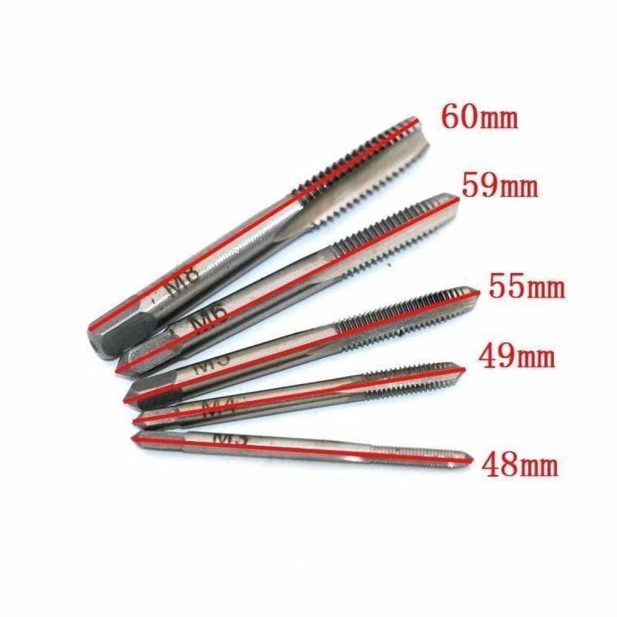 5pcs HSS Machine Screw Thread Metric Plug Tap Taps 3mm-8mm Set Kit Drill M3-M8 Tool - - Asia Sell
