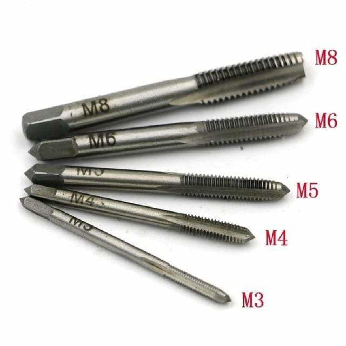 5pcs HSS Machine Screw Thread Metric Plug Tap Taps 3mm-8mm Set Kit Drill M3-M8 Tool - - Asia Sell