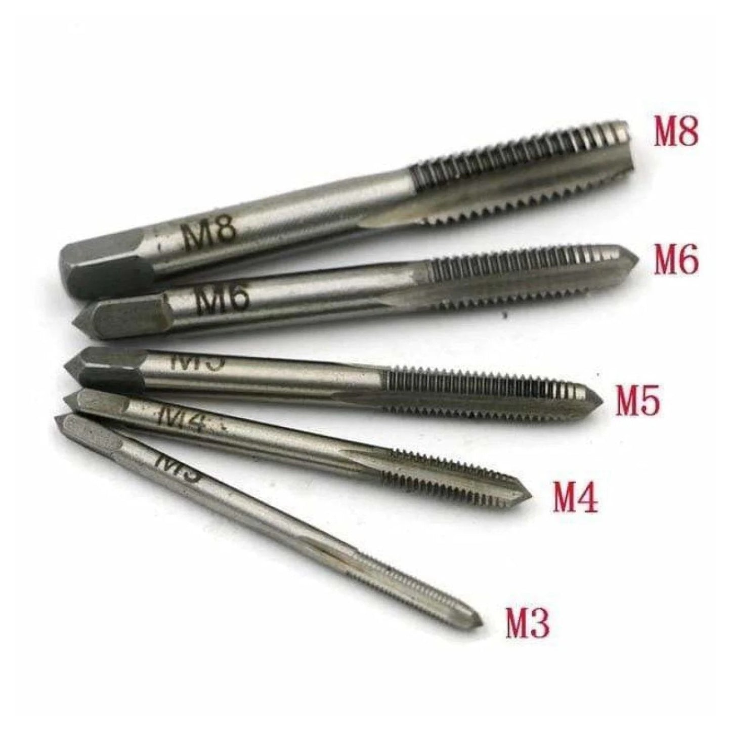 5pcs HSS Machine Screw Thread Metric Plug Tap Taps 3mm-8mm Set Kit Drill M3-M8 Tool - - Asia Sell