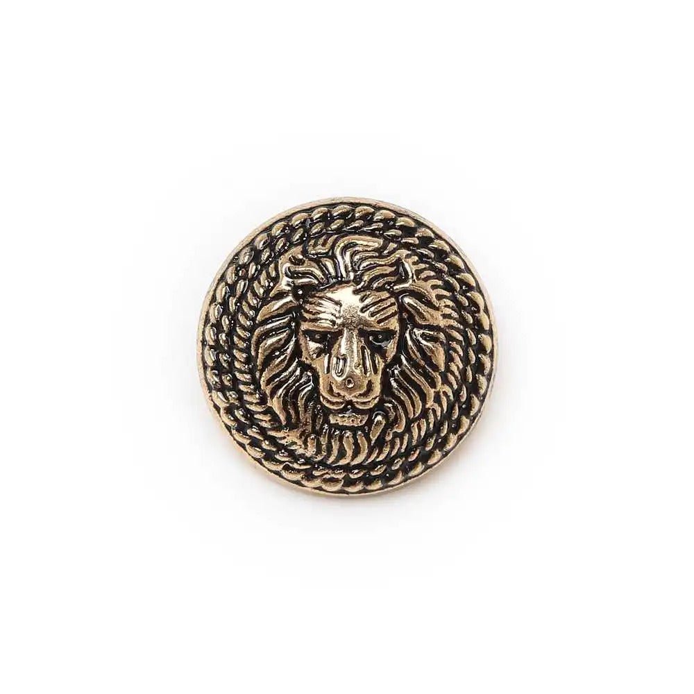 5pcs Lion Brooch for Jacket Blazer Uniform Sport Coat Clothing 11.5-25mm Metal - Lion Retro Gold 25mm - Asia Sell