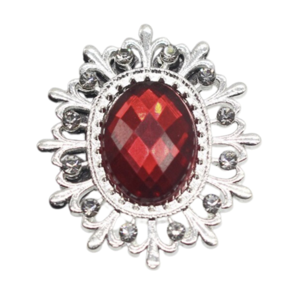 5pcs or 19pcs Rhinestone Acrylic Cabochon Gem Button Craft Sewing DIY Handmade Clothing Embellishment Decorative Decorations Mixed Set - 5pcs Deep Red - Asia Sell