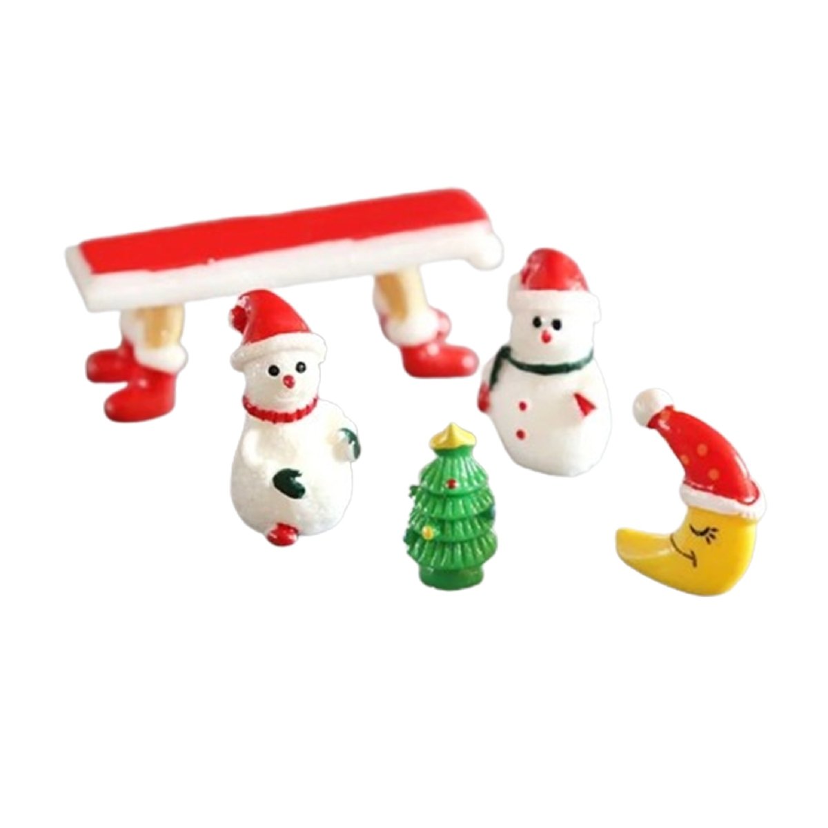5pcs/Set Snowman Christmas Tree Bench Figurine Miniature Mini Garden Craft Toys - Christman Bench Snowman Tree - Asia Sell