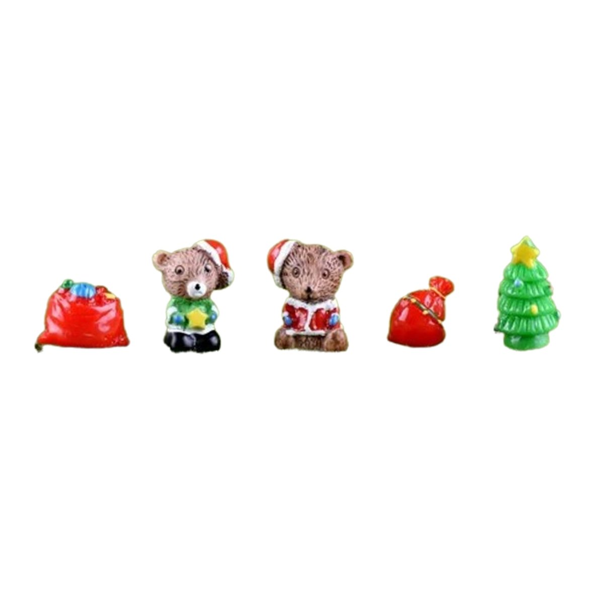 5pcs/Set Snowman Christmas Tree Bench Figurine Miniature Mini Garden Craft Toys - Christmas Bears Trees and Sacks - Asia Sell