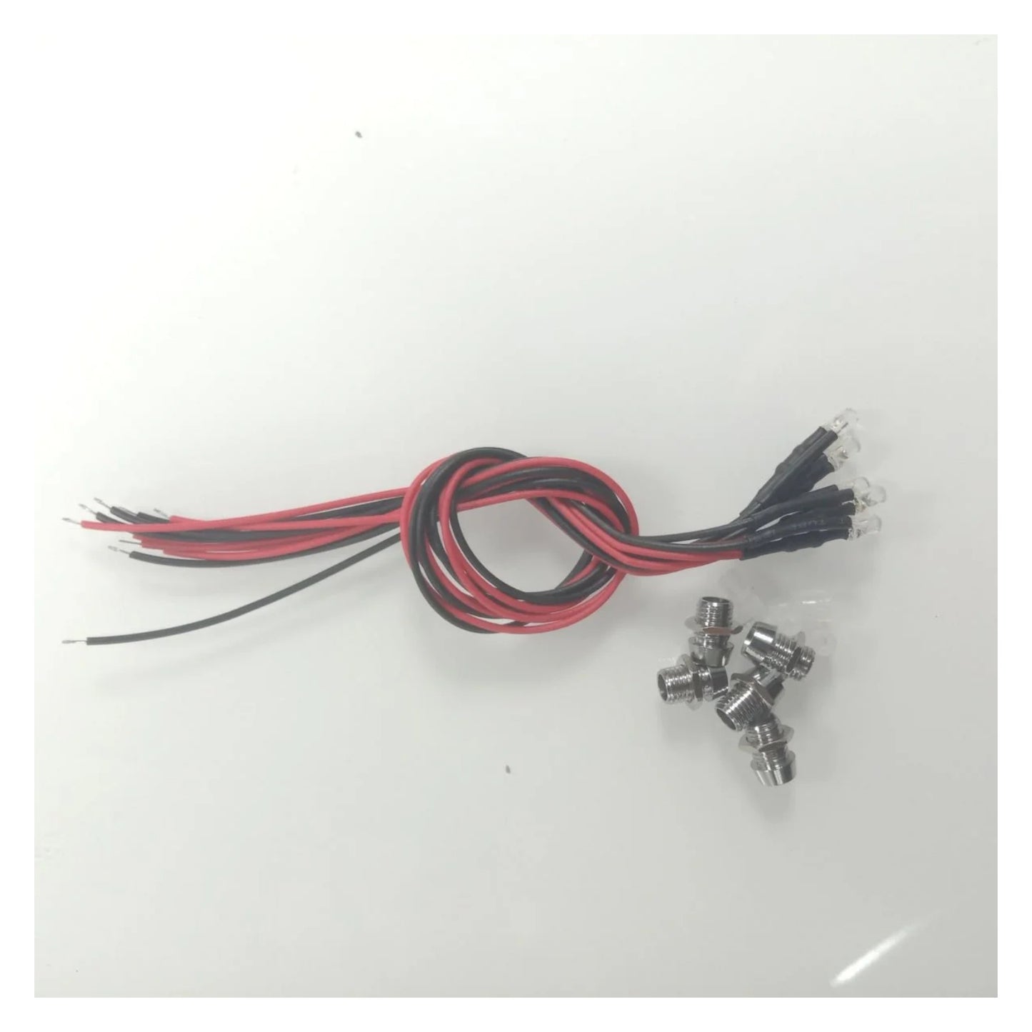 5x 3mm 12V Wired LEDs Metal Holder Bezel White Blue Green UV Red Yellow Pink LED - UV - Asia Sell