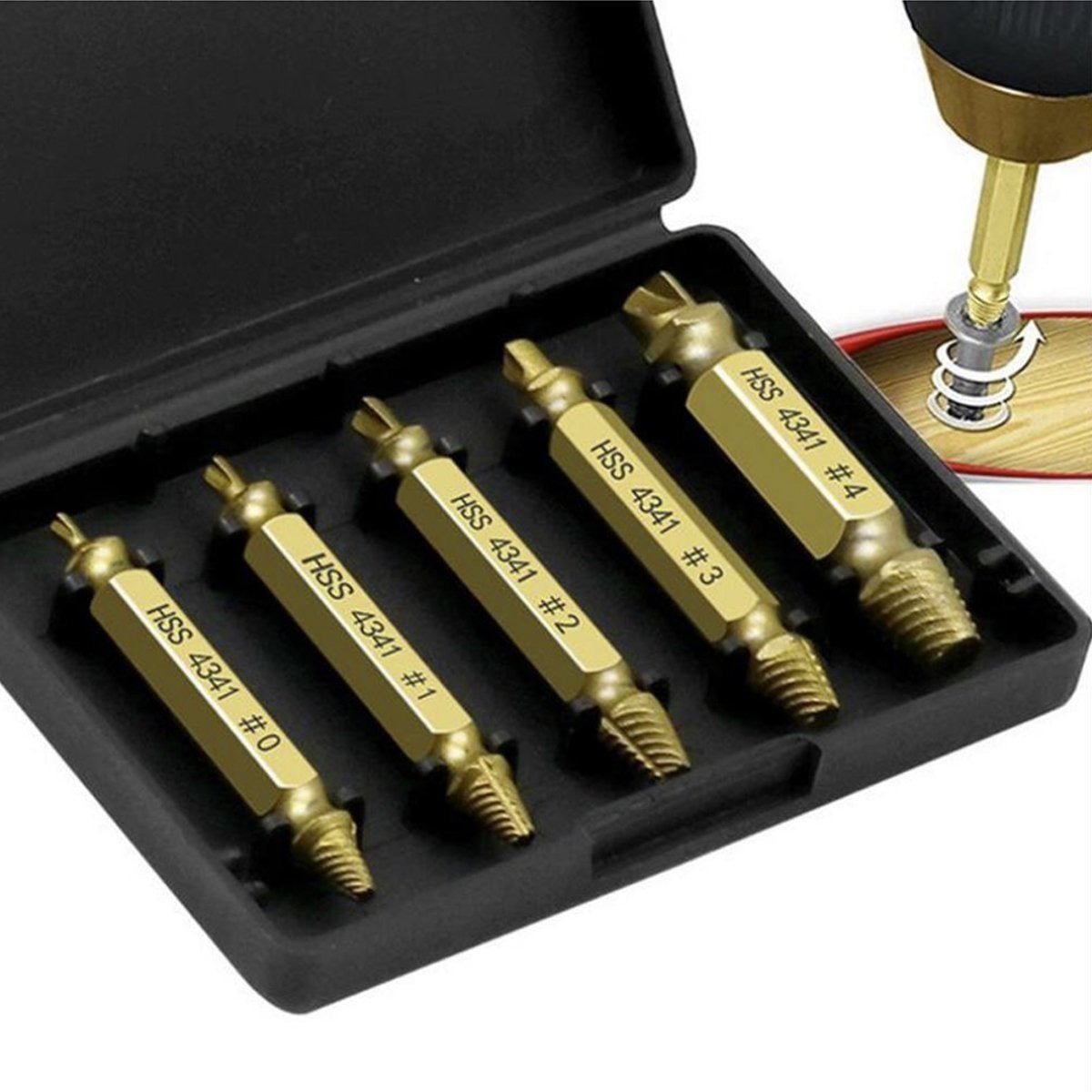 5x Broken Bolt Damaged Screw Remover Extractor Drill Bits Reverse Stud Tool - - Asia Sell