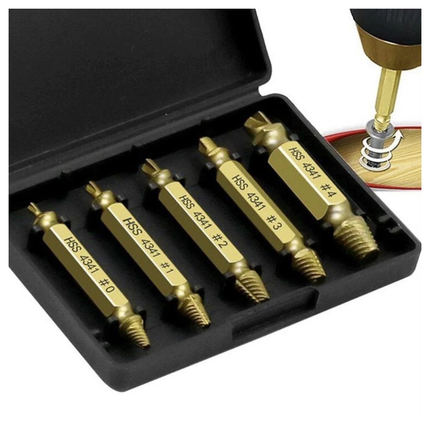 5x Broken Bolt Damaged Screw Remover Extractor Drill Bits Reverse Stud Tool - - Asia Sell
