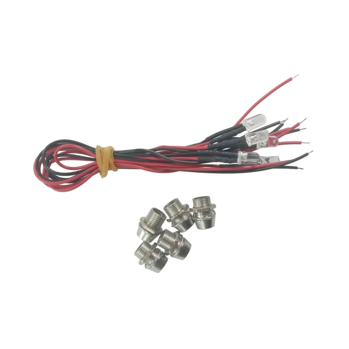 5x Each 5mm 12V Wired LEDs Cables + Panel Mount Bezels White Blue Green UV Red Yellow Pink LED - Green - Asia Sell