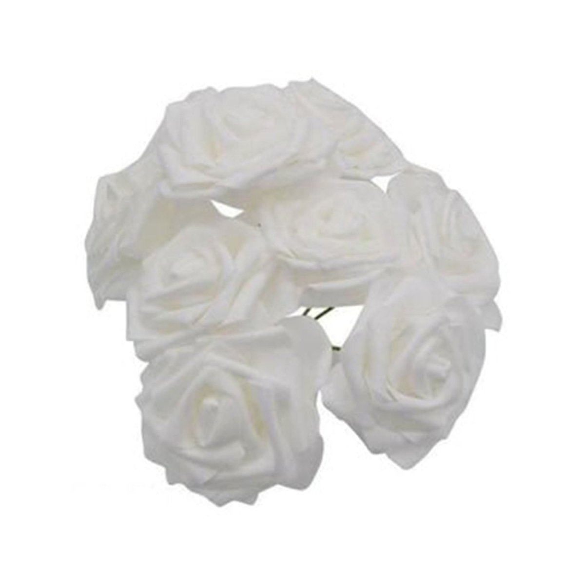 60pcs 8cm Artificial Flowers with Stems Foam Rose Fake Bride Bouquet Wedding Set A - White - Asia Sell